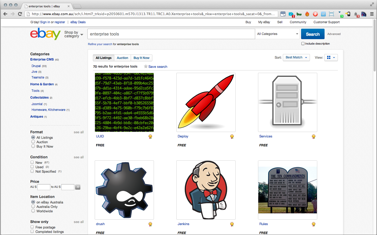 Ebay enterprise tools search results
