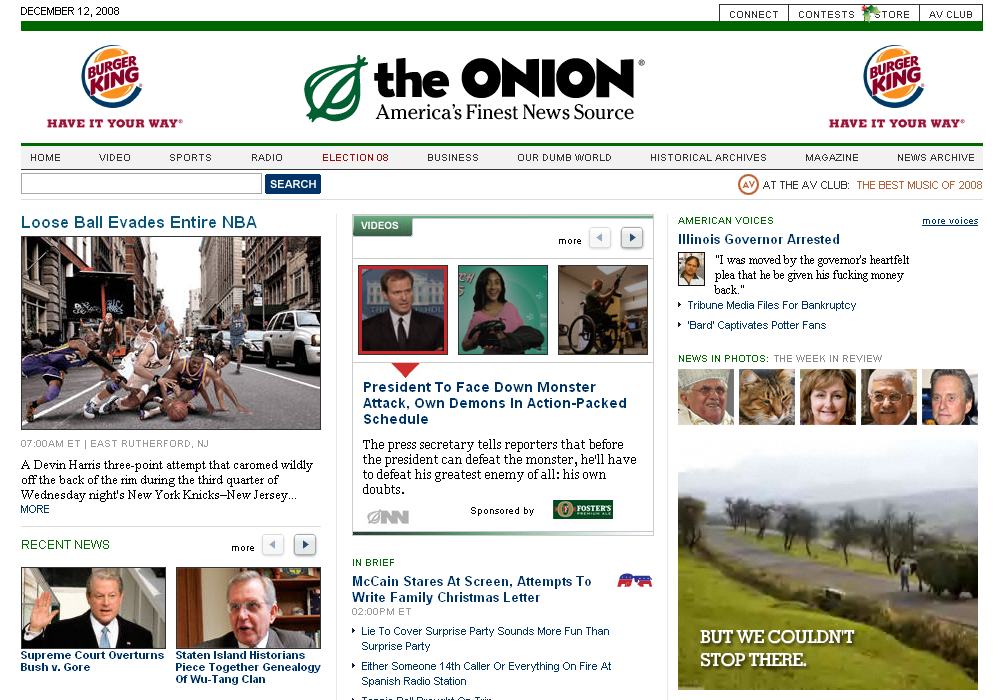 The Onion's Drupal powered homepage